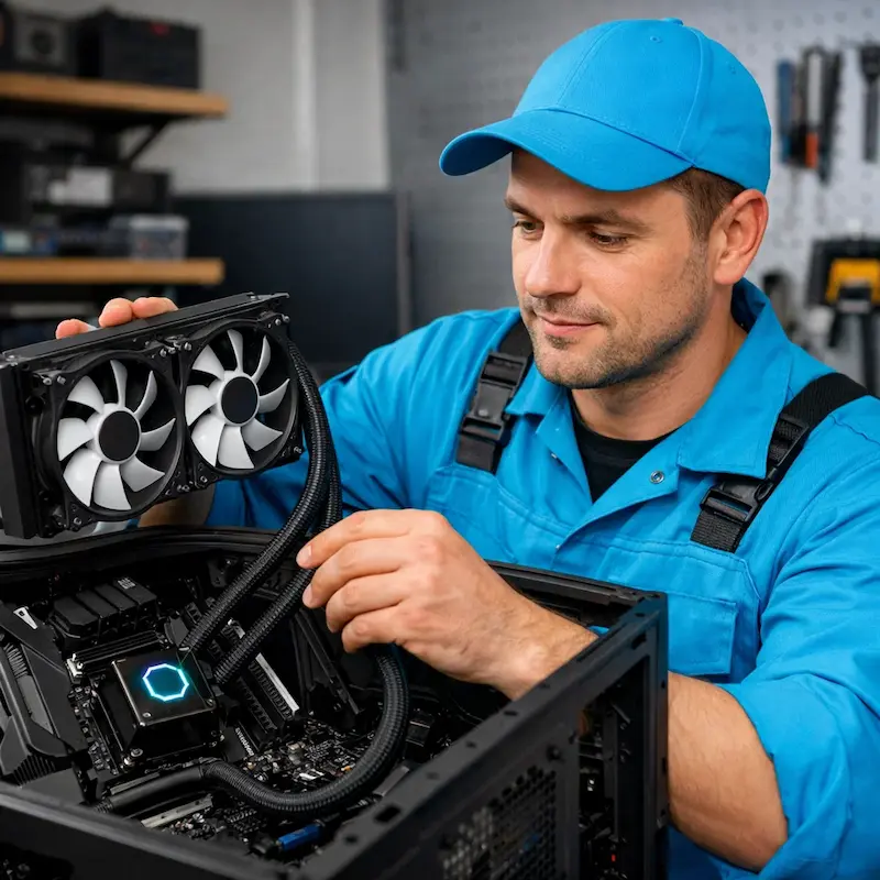 Установка водяного охлаждения на компьютер в Горелово