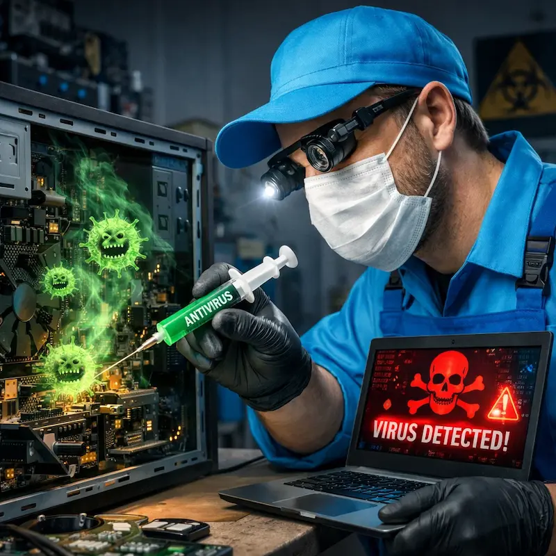 Лечение компьютера от вирусов в Горелово на дому