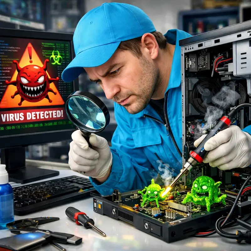 Вылечить компьютерный вирус в Горелово